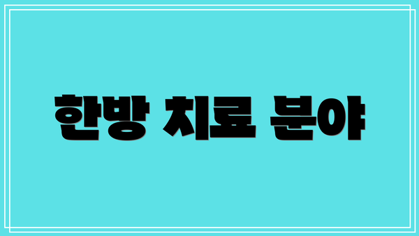 한방 치료 분야