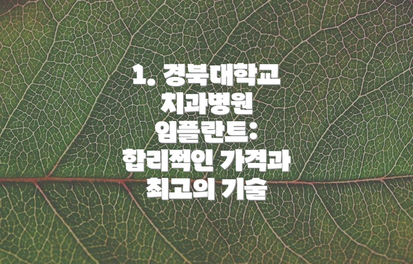 1. 경북대학교치과병원 임플란트: 합리적인 가격과 최고의 기술