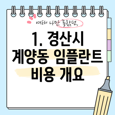 1. 경산시 계양동 임플란트 비용 개요