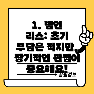 1. 법인 리스: 초기 부담은 적지만, 장기적인 관점이 중요해요!