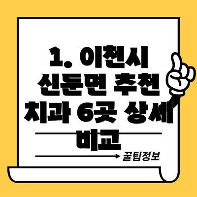 1. 이천시 신둔면 추천 치과 6곳 상세 비교
