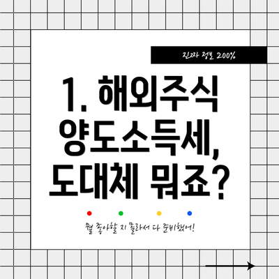 1. 해외주식 양도소득세, 도대체 뭐죠?