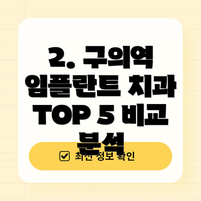 2. 구의역 임플란트 치과 TOP 5 비교 분석