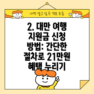 2. 대만 여행 지원금 신청 방법: 간단한 절차로 21만원 혜택 누리기