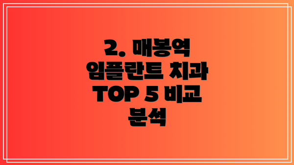 2. 매봉역 임플란트 치과 TOP 5 비교 분석