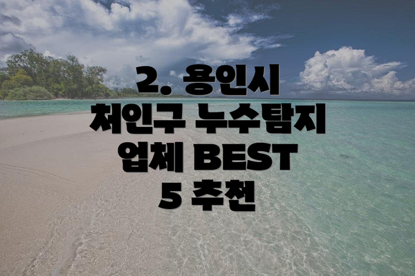 2. 용인시 처인구 누수탐지 업체 BEST 5 추천