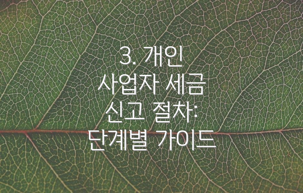 3. 개인 사업자 세금 신고 절차: 단계별 가이드