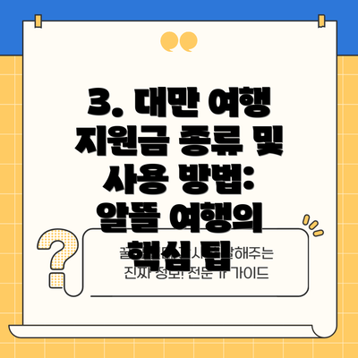 3. 대만 여행 지원금 종류 및 사용 방법: 알뜰 여행의 핵심 팁