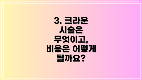 3. 크라운 시술은 무엇이고, 비용은 어떻게 될까요?