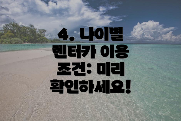 4. 나이별 렌터카 이용 조건: 미리 확인하세요!
