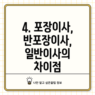 4. 포장이사, 반포장이사, 일반이사의 차이점