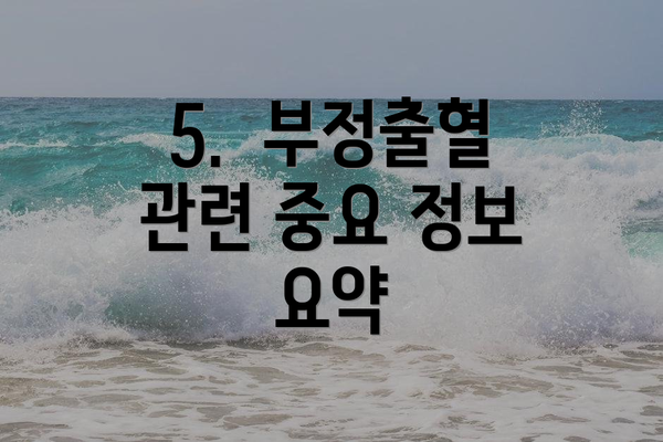 5.  부정출혈 관련 중요 정보 요약