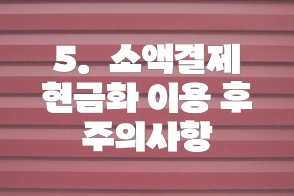 5.  소액결제 현금화 이용 후 주의사항