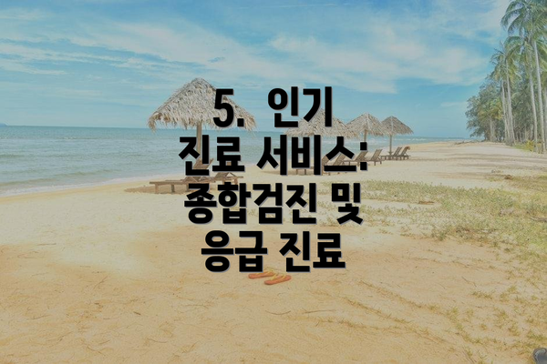 5.  인기 진료 서비스: 종합검진 및 응급 진료