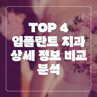 TOP 4 임플란트 치과 상세 정보 비교 분석